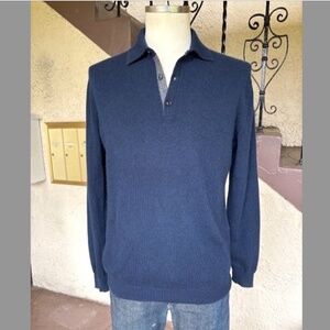 $425 KINROSS Mens Cashmere Polo in Navy NWOT/sz M